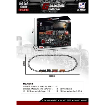 Electric Alloy Retro Train with Lights, Sound, Steam & Smoke (Illuminated Carriages)