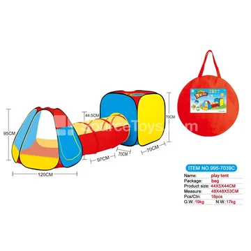 3-in-1 Play Tent, Tunnel and Crawl Tube Playhouse