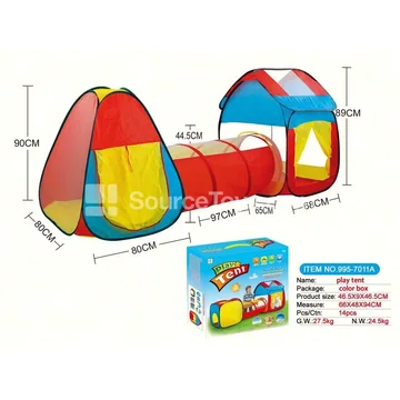 3-in-1 Playhouse with Tunnel and Crawl Tube Tent (995-7011A)
