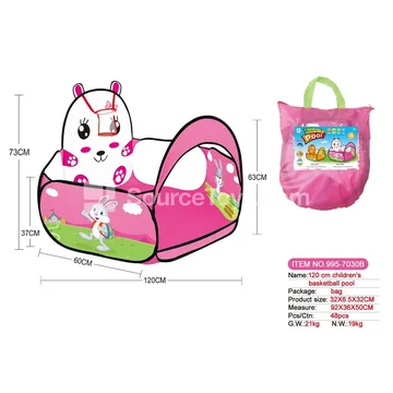 120cm Cartoon Rabbit Basketball Hoop and Ball Pit