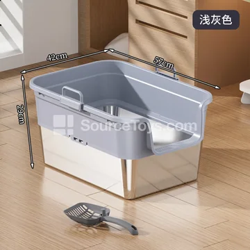 Front-opening portable litter box with handle