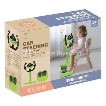 Steering Wheel Racing Car Pedal Driving Standalone Set Green