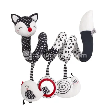 Newborn Baby Plush Stroller Toy Set with Mirror and Rattle