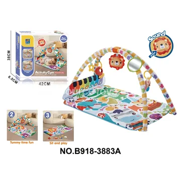 Baby Play Gym Mat with Lion Plush Toy and Music