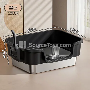 Wide-top Side-opening Stainless Steel Litter Box