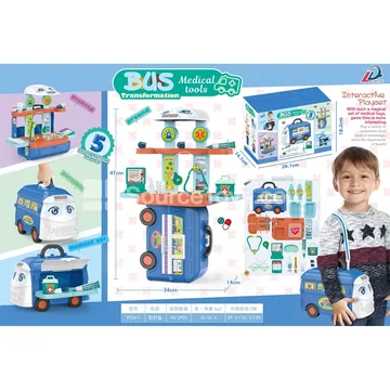 5-in-1 Pretend-Play Medical Kit Bus Storage & DIY Vehicle