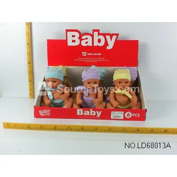 12" Vinyl Doll with 12 Sounds, 6 pcs per Set