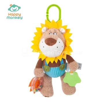 Infant Stroller Toy Hanging Plush Doll with Teether and Rattle