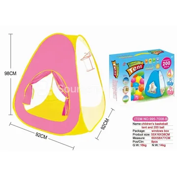 Pink Basketball Play Tent with 200 pcs 5 cm Ocean Balls