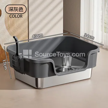 Wide-Top Side-Entry Stainless Steel Cat Litter Box
