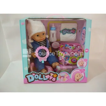 16" Vinyl Doll with Drinking & Wetting Function, 12 Sounds, Boy Doll with Handbag and Accessories