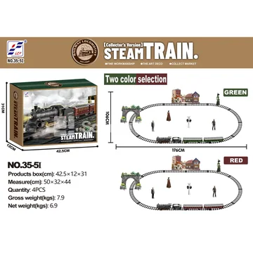 Electric Plastic Smart Train Set with Light, Sound, Mist, Smoke, and Vintage Track