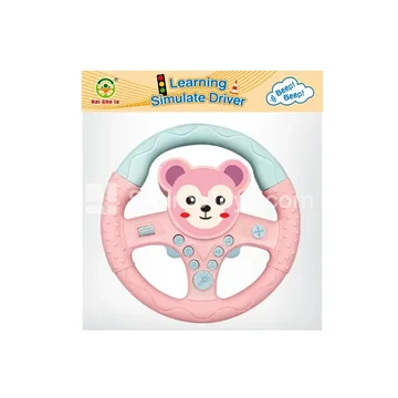 Cartoon Steering Wheel 360° Rotation Monkey Style Pink