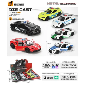 1:43 Alloy Police Car Model with Pull-back Function and Openable Doors