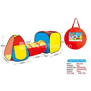 3-in-1 Play Tent with Tunnel and Crawl Tube (995-7039A)