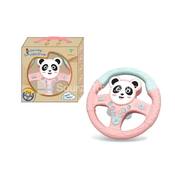 Panda Style Pink Steering Wheel Toy with 360° Rotation