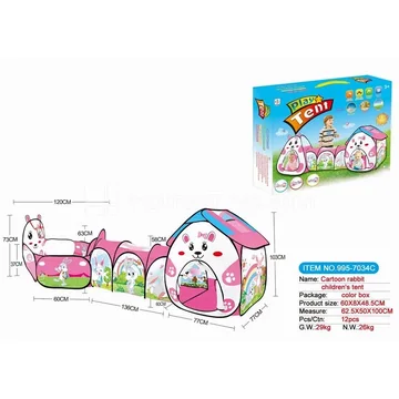 3-in-1 Rabbit Tent with Basketball Hoop and Crawl Tunnel