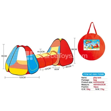 3-in-1 Play Tent with Tunnel and Crawl Tube (995-7039B)