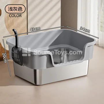 Wide Top Side-Opening Stainless Steel Litter Box