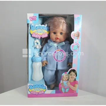 12" Vinyl Doll Drinking & Peeing with 12 Sounds, Bottle & Pacifier