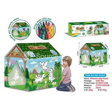 DIY Graffiti Dinosaur Play Tent with 12 Color Pens