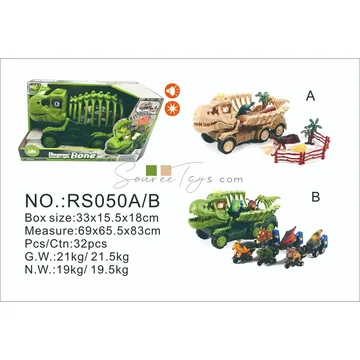 Dinosaur Skeleton Truck Model Scene Set with Lights & Sounds, 2 Colors Assorted