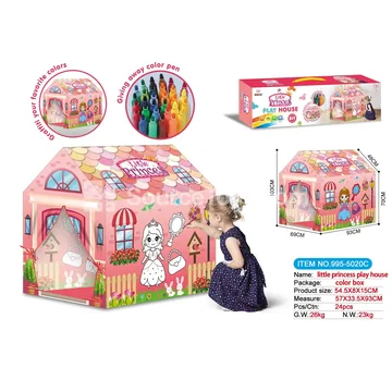 DIY Graffiti Princess Play Tent Playhouse with 12 Color Pens