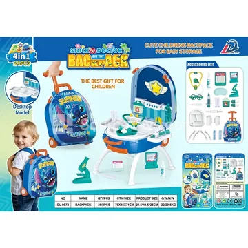 4-in-1 Suitcase with Medical Toys & Backpack Set