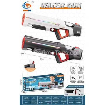 Electric Water Gun with Manual & Auto Modes, Water Suction and Lights