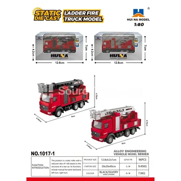 1:80 Alloy Ladder Fire Truck Model