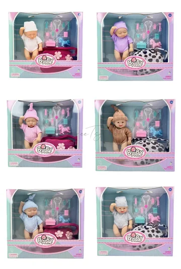 8-inch 20cm Reborn Baby Doll Vinyl Full Vinyl with Accessories Tote Bag 6 Styles Assorted