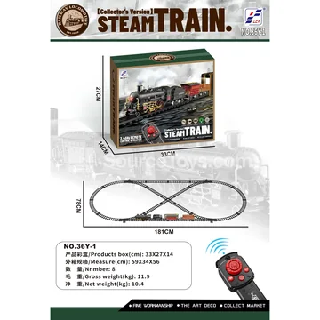 Remote Control Vinyl Train Set with Lights, Sound, Smoke, and Track