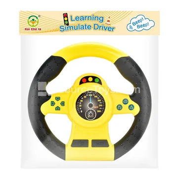 Yellow 360° Rotating Steering Wheel with Sound Effects