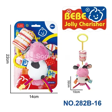 Baby Plush Soother Toy Crib Bell with Cow Design