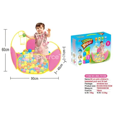 90 cm Basketball Hoop Ball Pit with 35 Pcs 6 cm Ocean Balls (GCC)