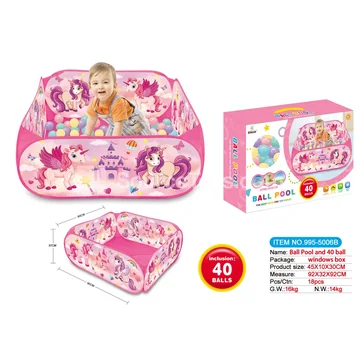 Cartoon Unicorn Ball Pit Tent with 40 Ocean Balls (5.5 cm)