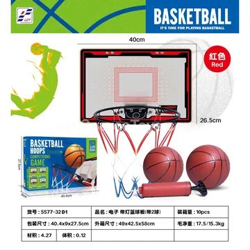 Portable Indoor/Outdoor Basketball Hoop with Lights (Includes 2 Balls) Red