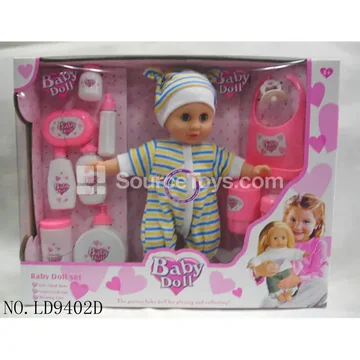 Vinyl Fashion Doll 12" with Soft Body, Stripe Hoodie, Bath Set, Bottle, Pacifier, and Plastic Scarf (12 Sounds IC, Battery Included)