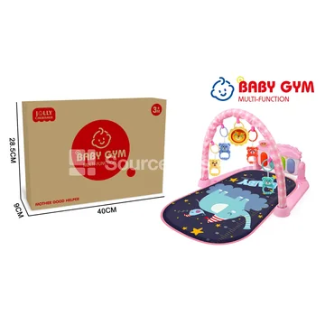 Baby Play Mat with Piano and Elephant Pattern, Pink