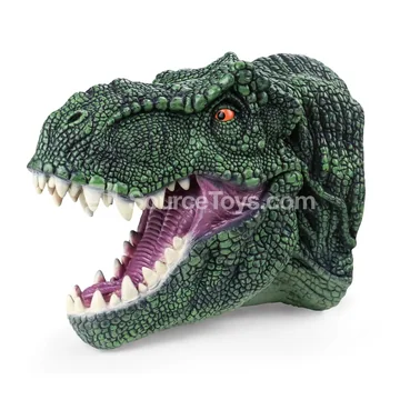 9-Inch T-Rex Hand Puppet Head (Brown, Green)