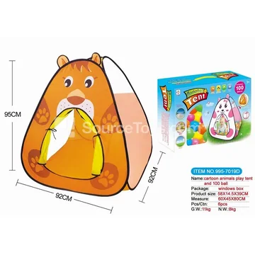 Cartoon Lion Play Tent with 100 Ocean Balls