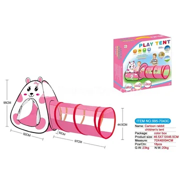 2-in-1 Cartoon Rabbit Tent Playhouse with Tunnel Crawl Tube (995-7043C)