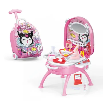 4-in-1 Suitcase Trolley with Alloy Backpack Set for Girls Pretend Play Doctor Kit Educational Toy
