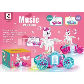 Electric Multidirectional Music Pumpkin Carriage Unicorn Toy