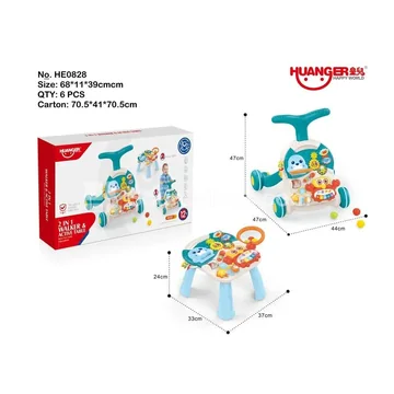 2-in-1 Baby Walker and Activity Table (Boy Style)