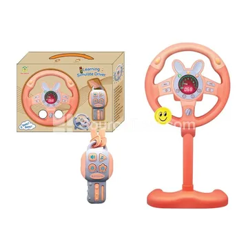 Steering Wheel Toy with Rabbit Driver Set, 360° Rotation