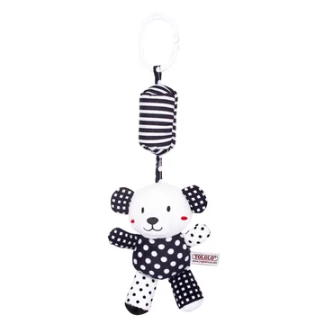 Early Education Black White Rattle Crib Mobile Car Hanging Plush Soother