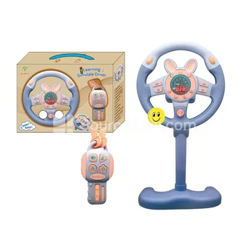 Steering Wheel Toy with Bunny Driver Set, 360° Rotating