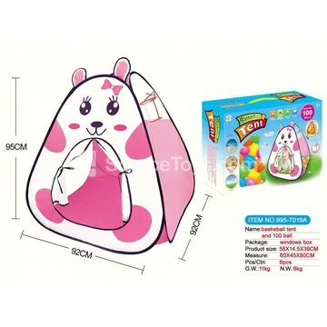 Cartoon Rabbit Basketball Tent with 100 Ocean Balls