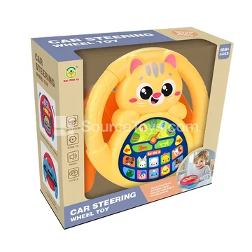 Cat Design Steering Wheel Learning Toy with U-Shaped Base